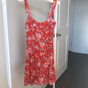 ASTR The Label Red Ruffle Floral Mini Dress S